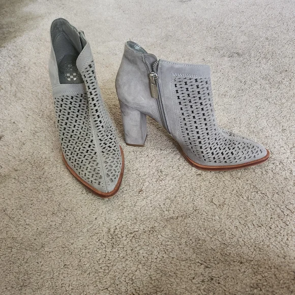 Vince Camuto Light Gray Perforated Ankle Booties - Picture 2 of 3